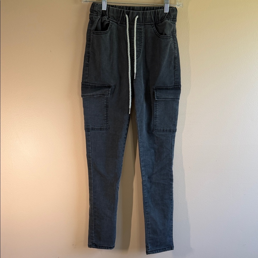 Active USA Black Cargo Jeggings with Drawstring